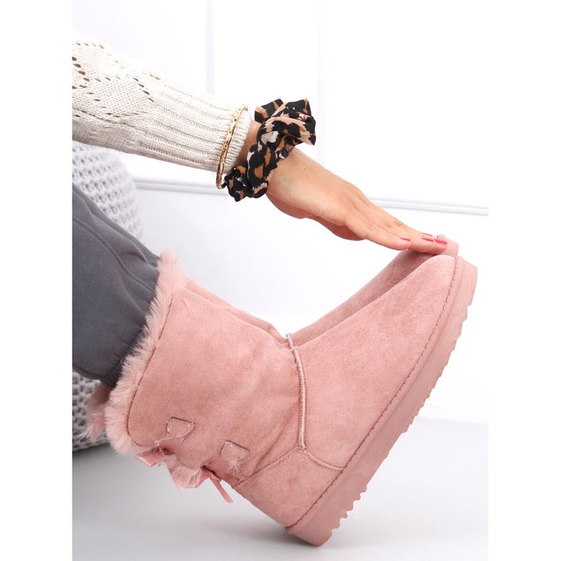 Botas de neve femininas com laços Tosse Pink rosa 1