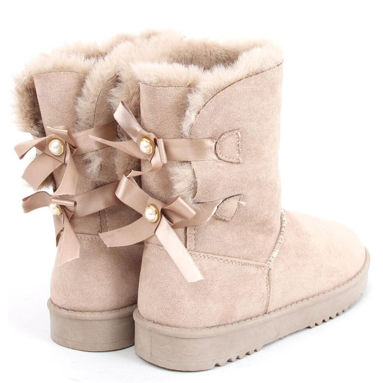 Botas de neve femininas com laços Tosse Beige bege 1