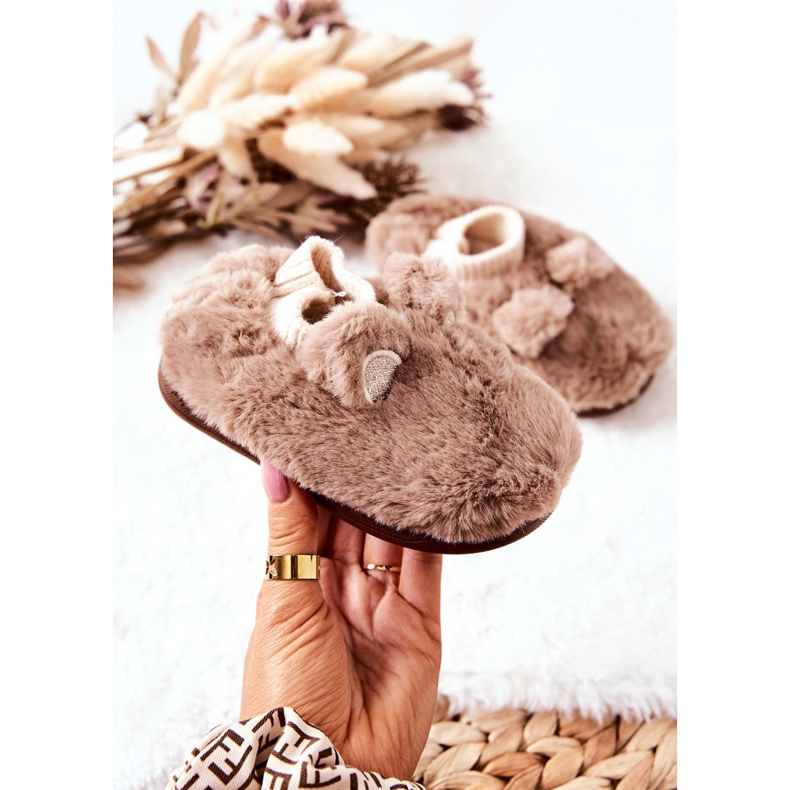 WJ1 Chinelos Quentes Com Canelado Marrom Dessi bege castanho 2