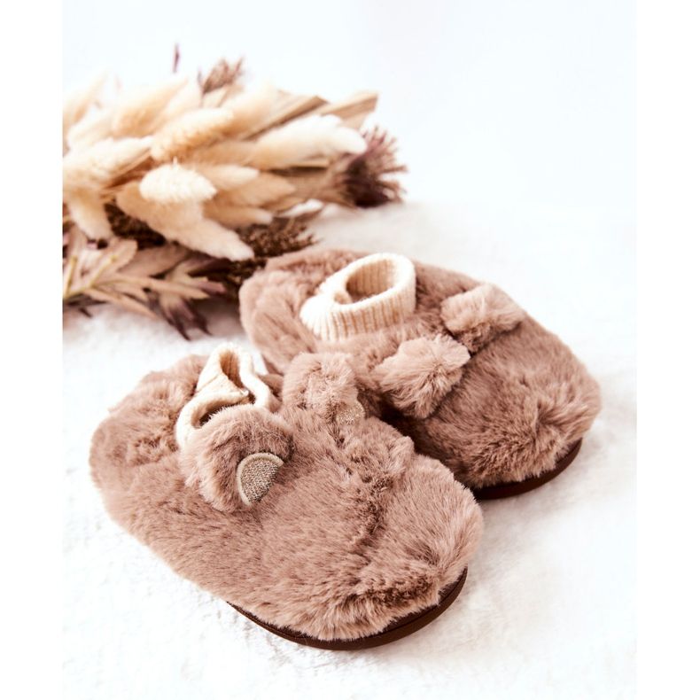 WJ1 Chinelos Quentes Com Canelado Marrom Dessi bege 1