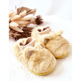 Chinelos Quentes Com Canelado Amarelo Dessi bege 1