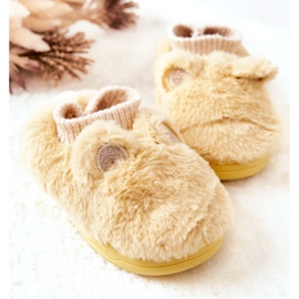 Chinelos Quentes Com Canelado Amarelo Dessi bege 2
