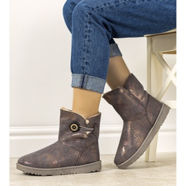 Botas femininas de neve cinza e ouro de Kanga dourado 1