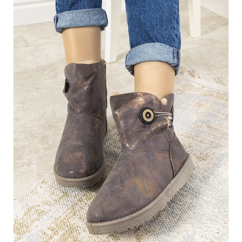 Botas femininas de neve cinza e ouro de Kanga dourado 2