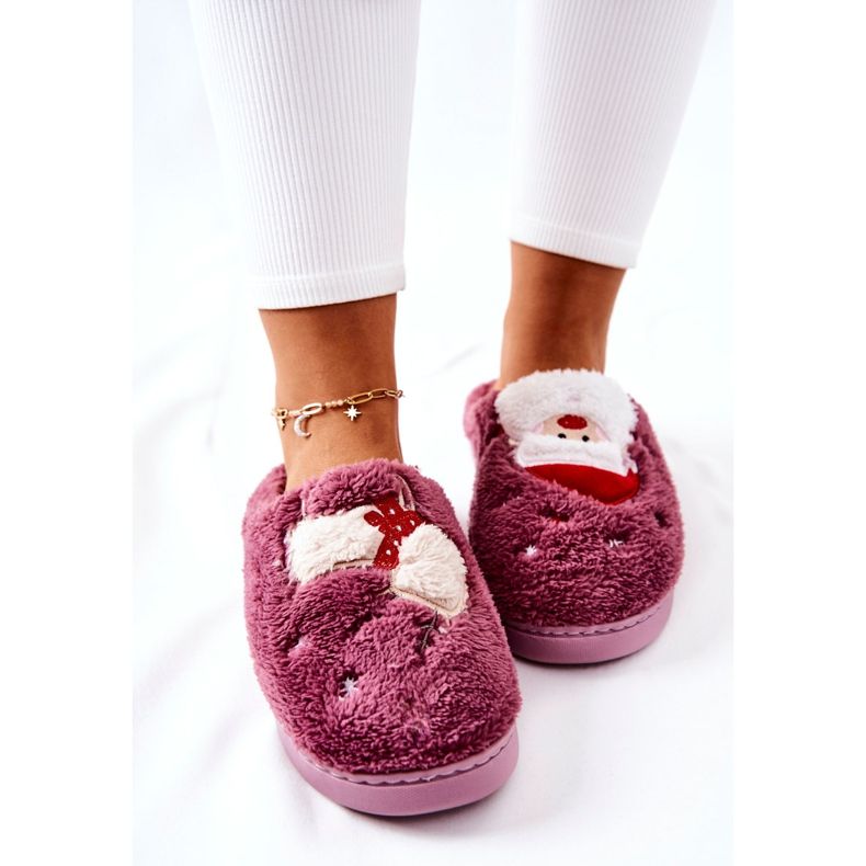 WJ1 Chinelos de Natal Papai Noel e Rena Violeta roxo 1
