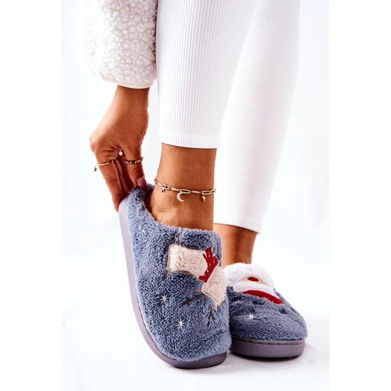 WJ1 Papai Noel chinelos de natal e rena cinza 1