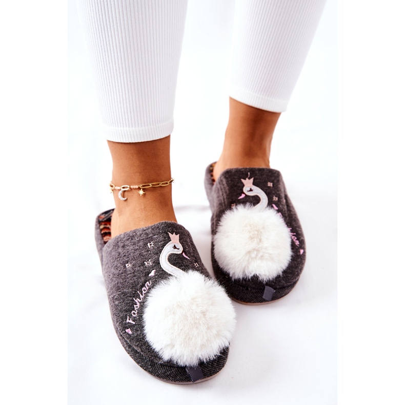 Chinelos quentes cisne de Gray Rey cinza 1 Chinelos quentes cisne de Gray Rey cinza 1