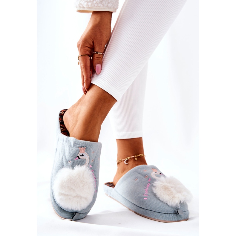 Chinelos quentes cisne de Blue Rey azul 1