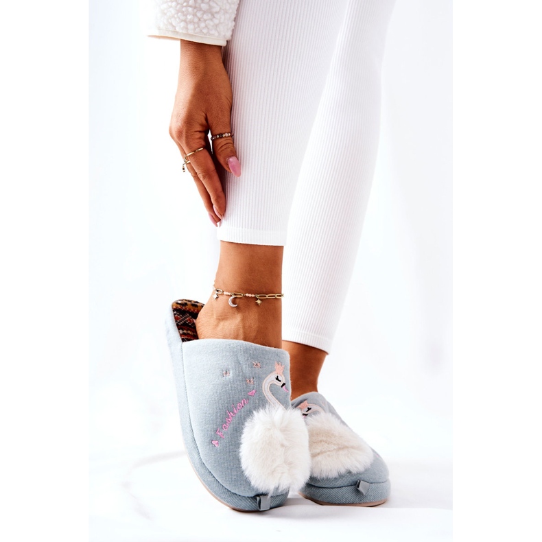 Chinelos quentes cisne de Blue Rey azul 2