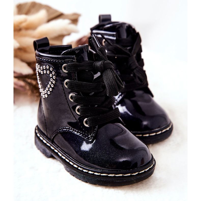 WT1 Botas Infantil Laqueado Azul Marinho Brilhante 2