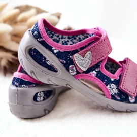 BEFADO S.A. Sandálias Befado com Velcro 065X151 Azul Marinho-Rosa 1