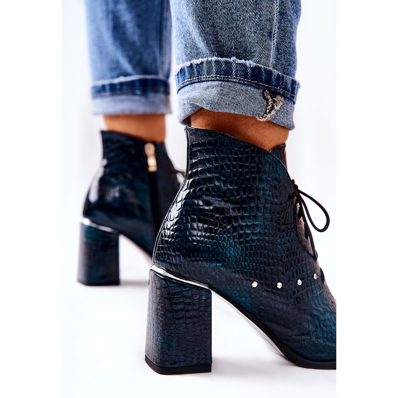 PA2 Botas de couro feminino com salto verde Neliko 1