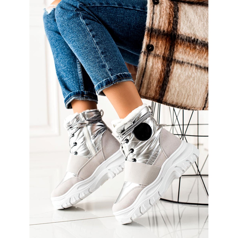 TRENDI Botas de neve casuais prata cinza 1