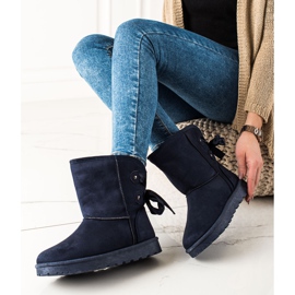 TRENDI Mukluki com um arco azul marinho 1 TRENDI Mukluki com um arco azul marinho 1