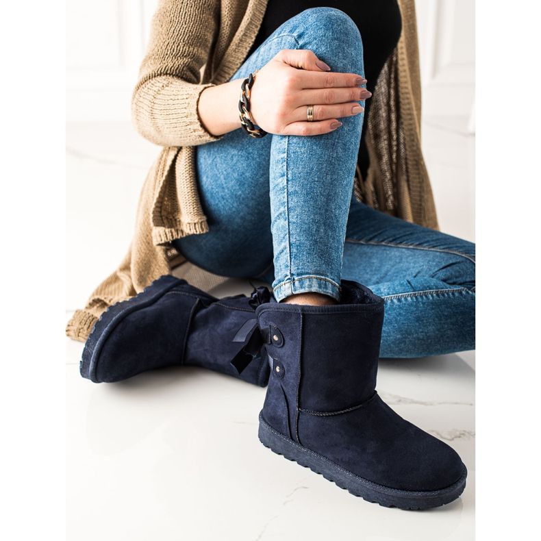 TRENDI Mukluki com um arco azul marinho 2