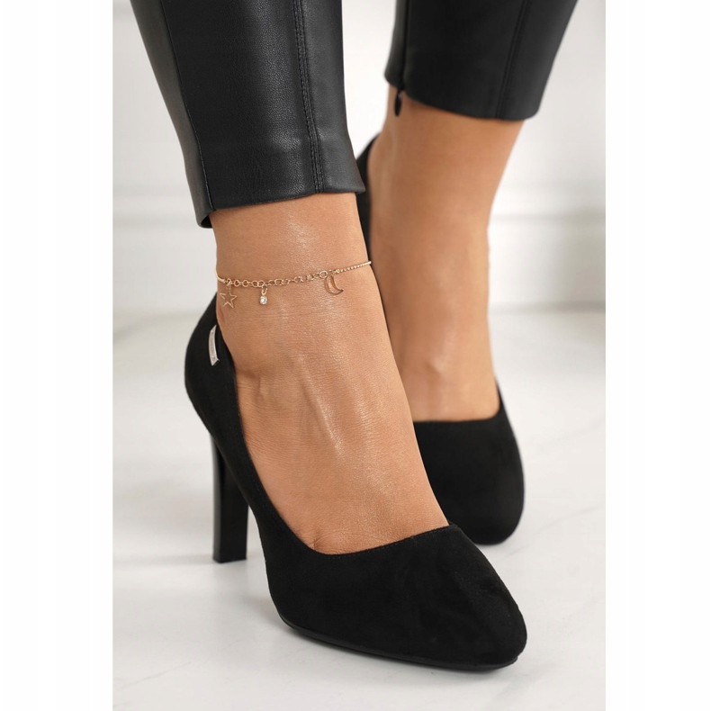 PJ1 Bombas clássicas em uma barra de camurça preta Eliana preto 1