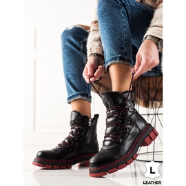 ARTIKER Botas de couro para neve com solado vermelho preto 1