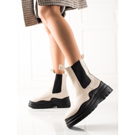 TRENDI Botas Chelsea na plataforma da moda bege 1