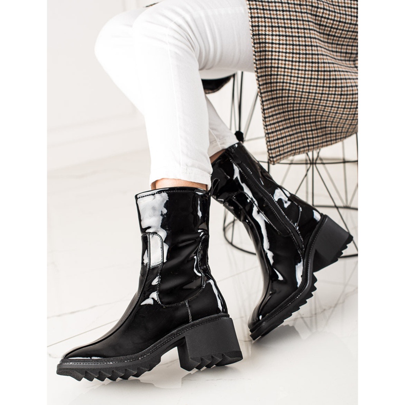 Bella Paris Botas pretas laqueadas preto 1