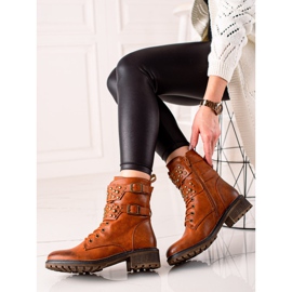 Super Mode Botas de camelo amarradas castanho 1