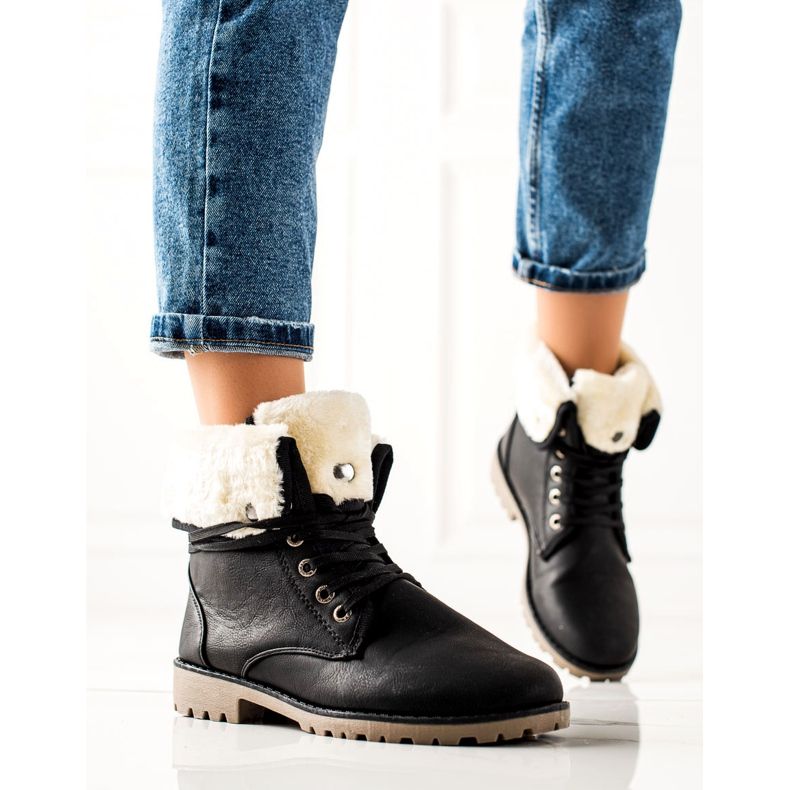 TRENDI Botas pretas com haste enrolada preto 1 TRENDI Botas pretas com haste enrolada preto 1