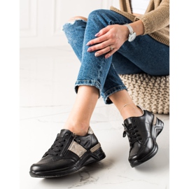 Evento Tênis de couro com zíper decorativo bege preto 2