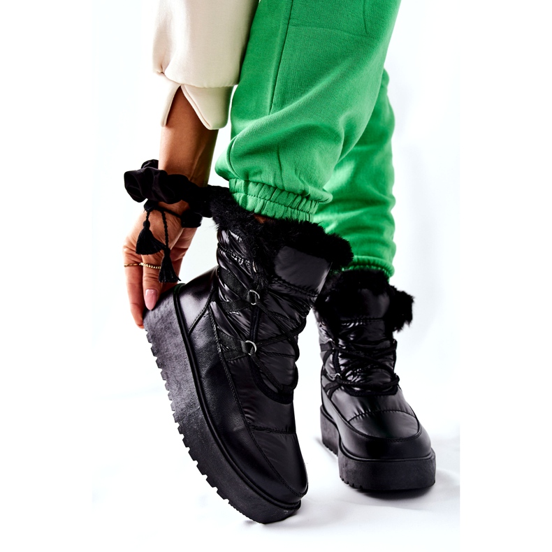 S.Barski Botas pretas quentes de neve femininas Black Gordian preto 1