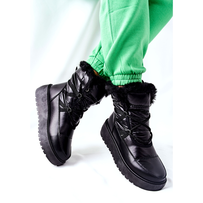 S.Barski Botas pretas quentes de neve femininas Black Gordian preto 2