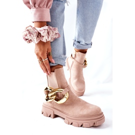 S.Barski Botas Bege Chelsea isoladas femininas com um ornamento 2 S.Barski Botas Bege Chelsea isoladas femininas com um ornamento 2