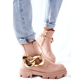 S.Barski Botas Bege Chelsea isoladas femininas com um ornamento 4