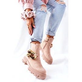 S.Barski Botas Bege Chelsea isoladas femininas com um ornamento 5