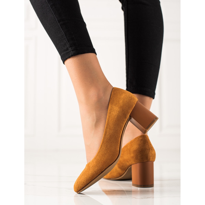 M.Daszyński Bombas de camelo castanho amarelo 2