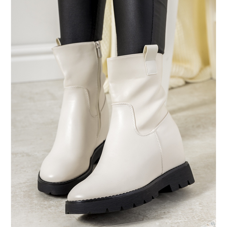 Botas femininas brancas no salto em cunha New Goldies branco 1
