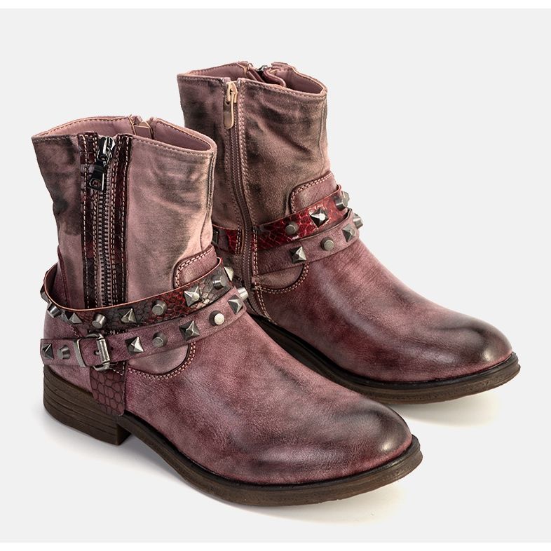 Botas red Elffie cravejadas de tornozelo clarete castanho 1