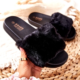 PH1 Chinelos em forma de borracha com pele preta Emmie preto 1