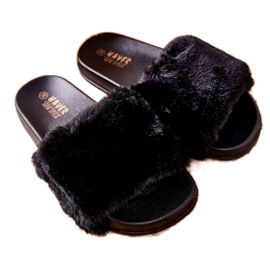 PH1 Chinelos em forma de borracha com pele preta Emmie preto 3