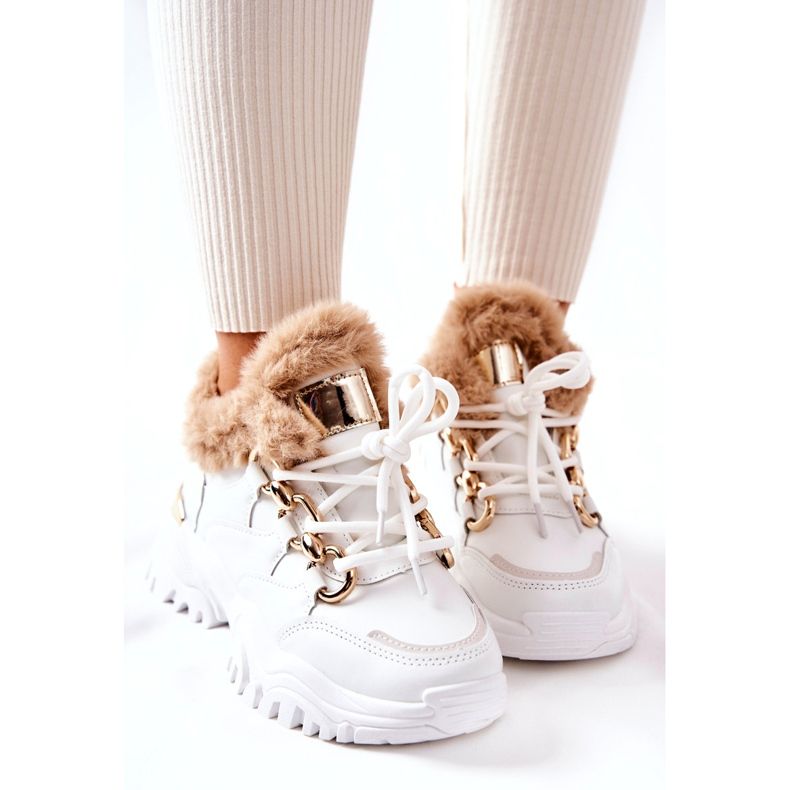 PM1 Sapatos esportivos de couro branco brilhante com isolamento 3