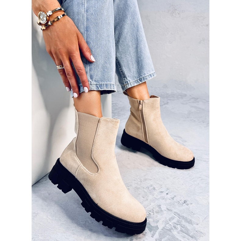 Botas Hege Beige camurça Chelsea bege 1