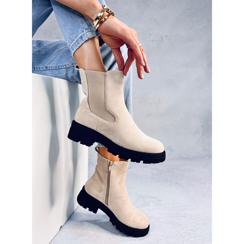 Botas Hege Beige camurça Chelsea bege 2