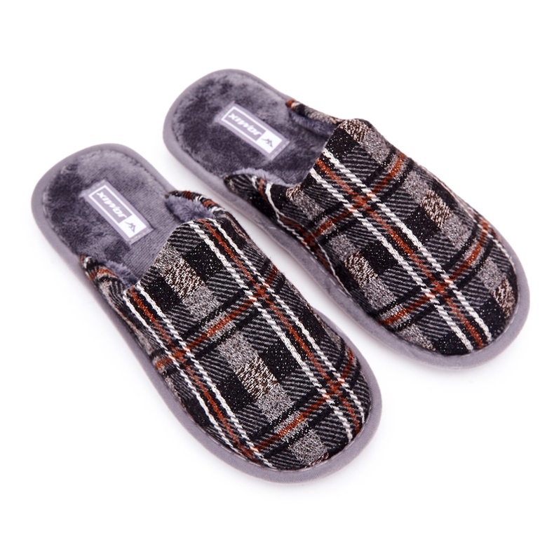WJ1 Sussurro de chinelos xadrez cinza quente masculino marrom 1