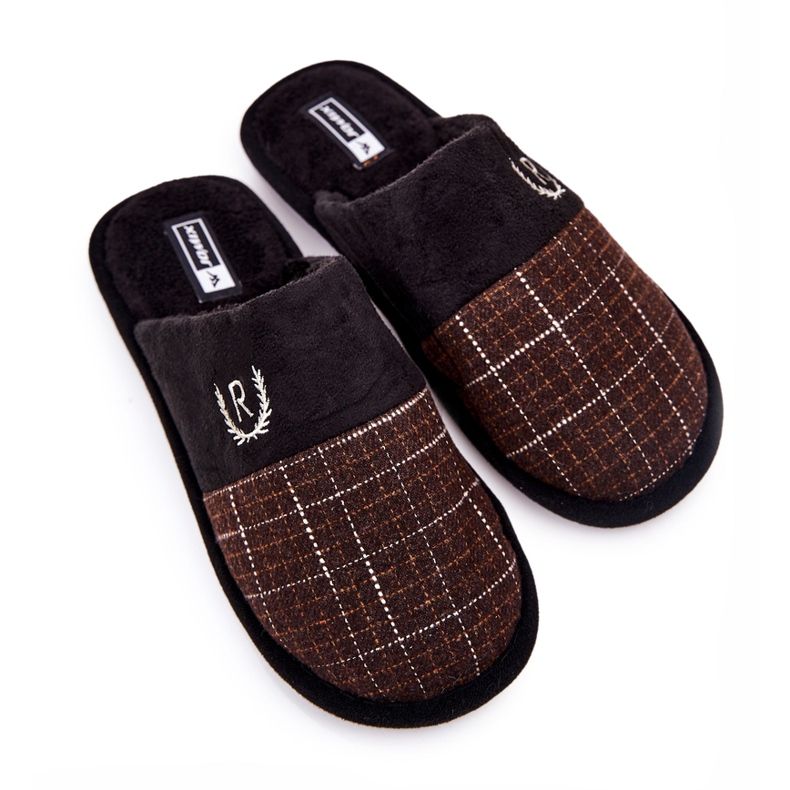 WJ1 Chinelos xadrez marrom quente blase castanho 2