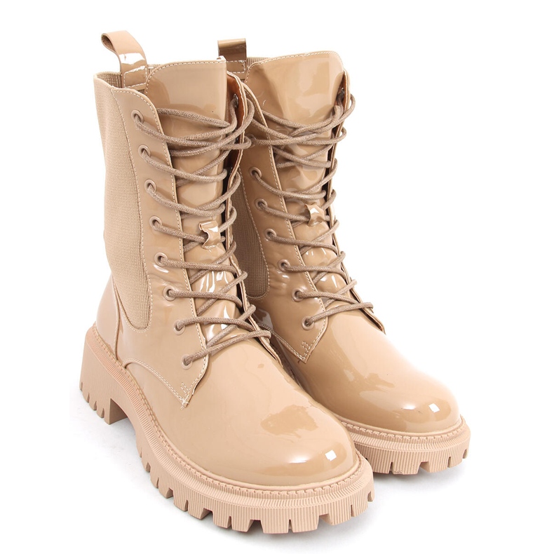 Botas militares com meia na parte superior Sanna Khaki bege 2 Botas militares com meia na parte superior Sanna Khaki bege 2