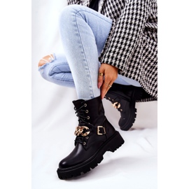 WS1 Botas de trabalhador molisa pretas com corrente preto dourado 2