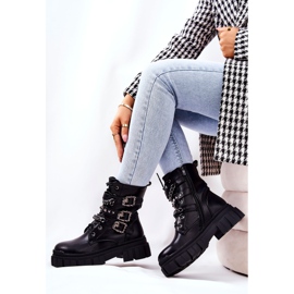 WS1 Botas amarradas com corrente com fivela preta reiloy preto 2