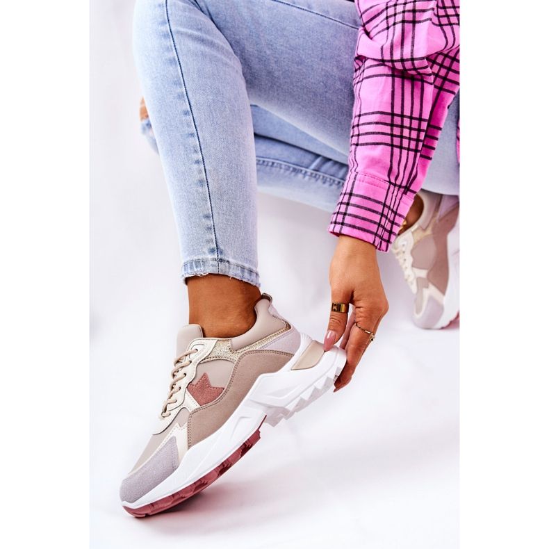 Calçados esportivos na plataforma Berenice bege-rosa 2