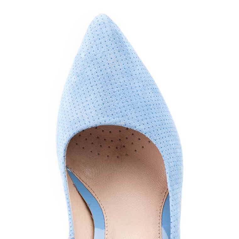 Marco Shoes Sapatos de couro de camurça azul com pontos 3D 2