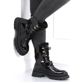 Botas militares Jens Black envernizadas preto 1