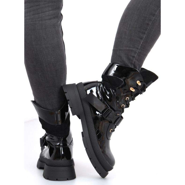 Botas militares Jens Black envernizadas preto 2