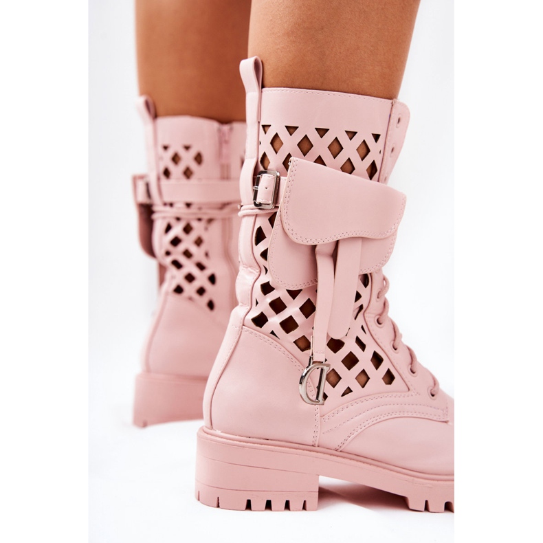 PS1 Botas Openwork com o rim Pink Rock Star rosa 1