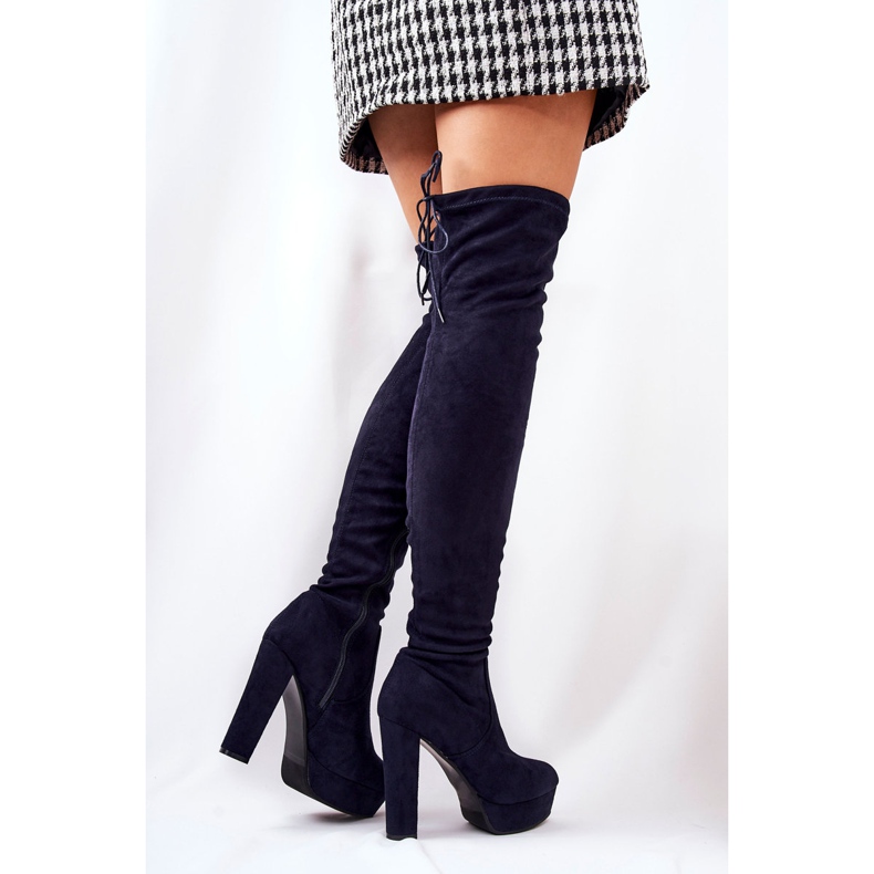 WS1 Botas de salto de camurça azul marinho Minesa azul-marinho 1